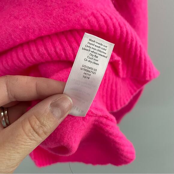 Athleta | Women’s Transit Crew Sweater Merino Wool Pullover Neon Hot Pink Bright - Picture 7 of 10